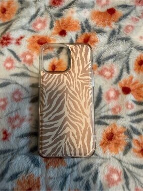 Beige Zebra Print Slim Phone Case - Clear Edge